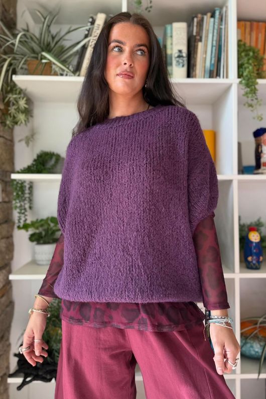 Big Softie Cap Sleeve Knit Top Fig